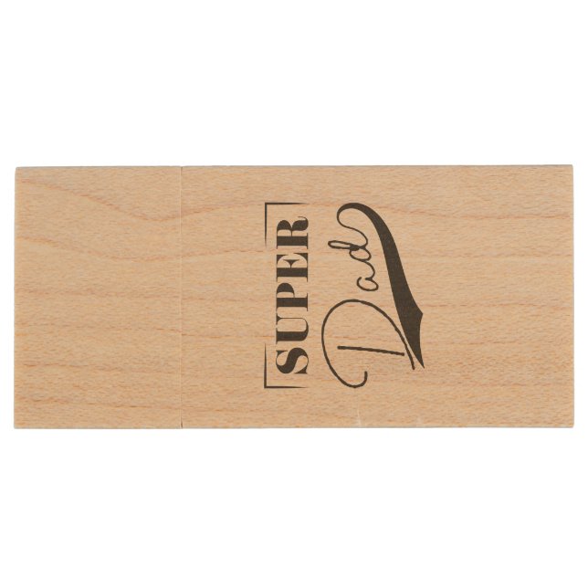 Super Dad Wood Flash Drive (Back)