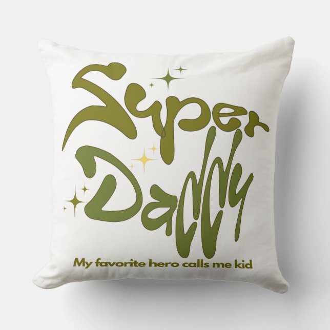 Super Daddy Hero for Kids Throw Pillow (Front)