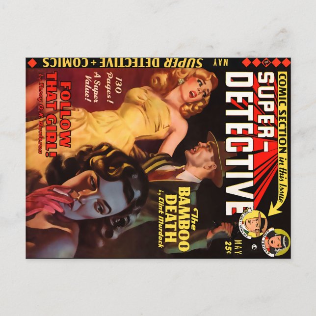 Super Detective #2 May 1950 | Cool Noir Art Postcard (Front)
