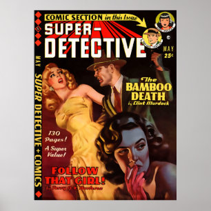 Super Detective #2 May 1950 Cool Noir Art Poster
