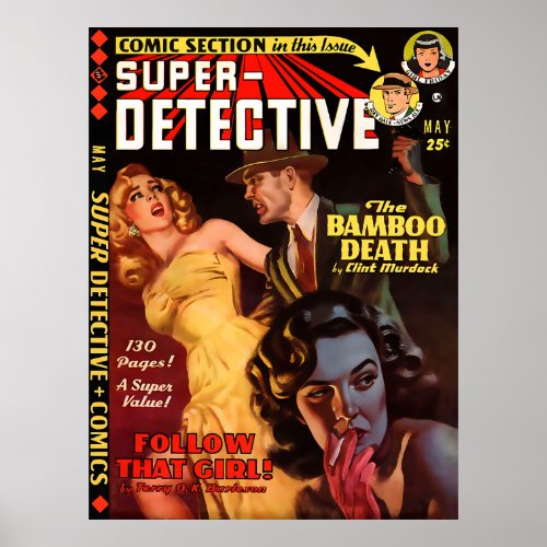 Super Detective 2 May 1950  Cool Noir Art Poster