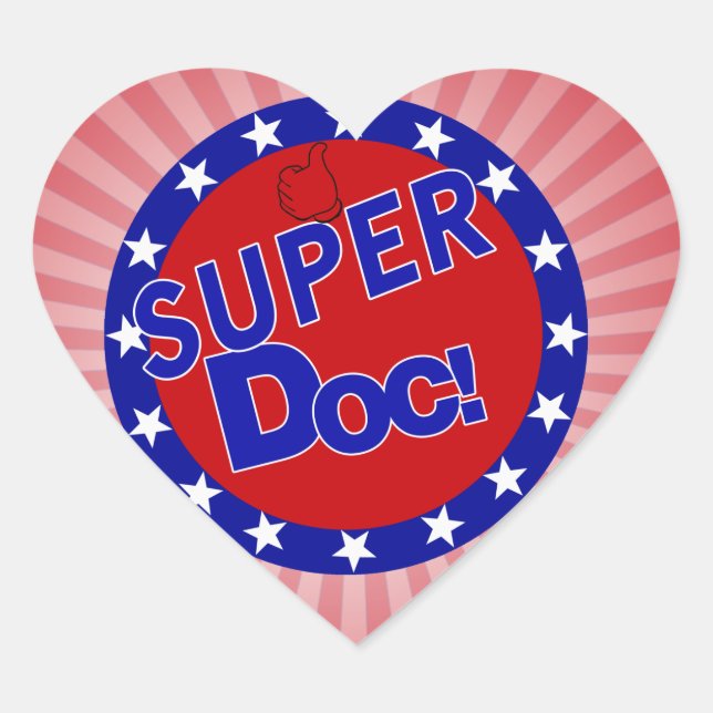 SUPER DOC THUMBS UP ENCOURAGEMENT HEART STICKER (Front)