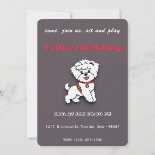 Super Dog Birthday on Chocolate Color Personalized Invitation
