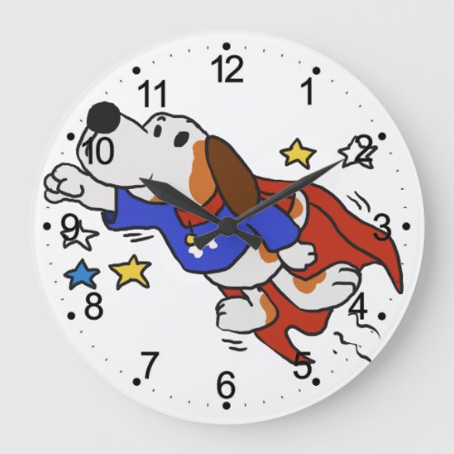 Super dog cartoon  choose background color large clock