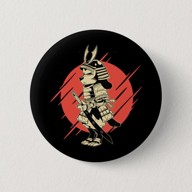 Super Dog Samurai Warrior Button (Front)