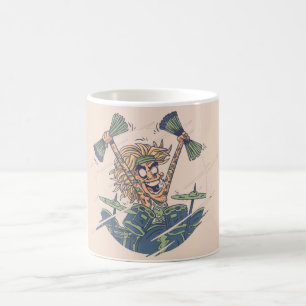 Super Drummer with DRUMSTICKS Play Drum Solo Coffee Mug