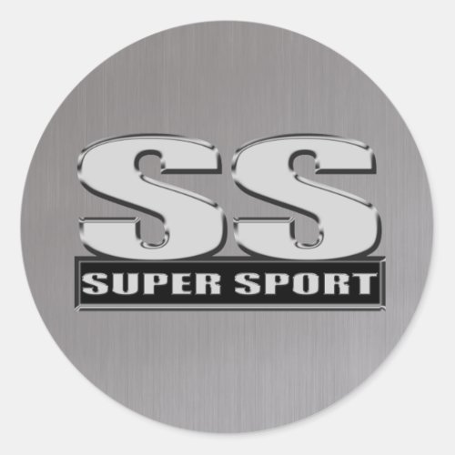 super duper sport steel gray classic round sticker