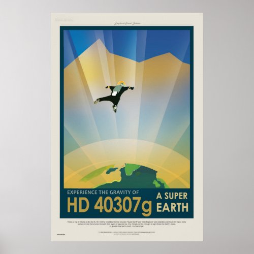Super Earth Gravity retro space tourism Poster