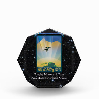 Super Earth retro space tourism advert Acrylic Award