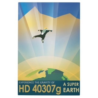 Super Earth retro space tourism advert Metal Print