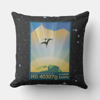 Super Earth retro space tourism advert Outdoor Pillow
