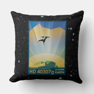 Super Earth retro space tourism advert Throw Pillow