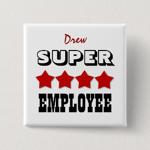 Super EMPLOYEE with Stars RED V18 Pinback Button