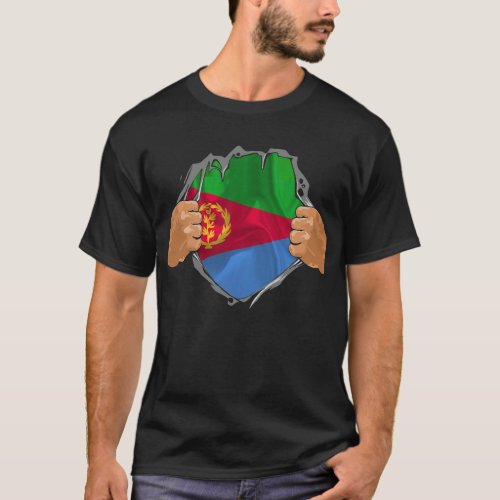 Super Eritrean Heritage Proud Eritrea Roots Flag P T_Shirt