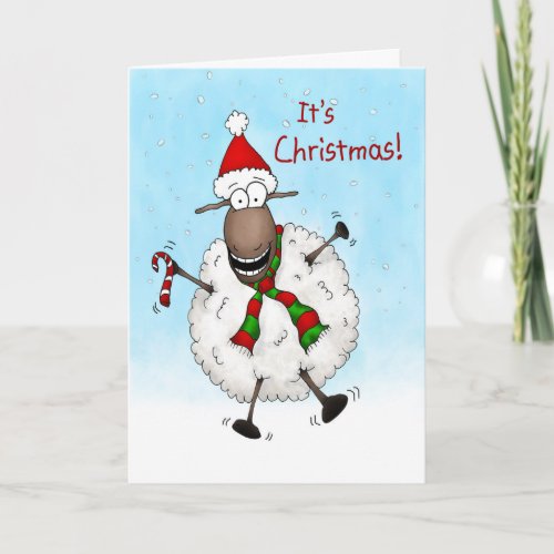 Super Excited Its Christmas Sheep Holiday Card