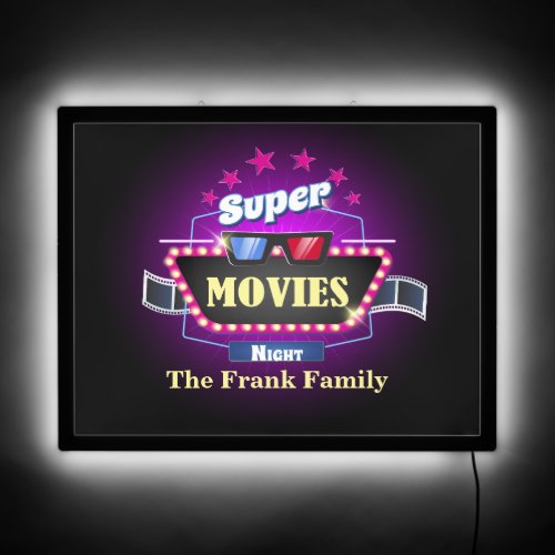 Super Family Movie Night Cinema LED Sign