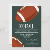 Super Fan Football Game Dark Green Party Invitation (Front)