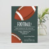 Super Fan Football Game Dark Green Party Invitation (Standing Front)