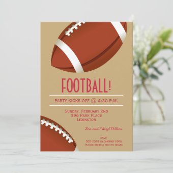 Super Fan Football Game Gold Party Invitation | Zazzle