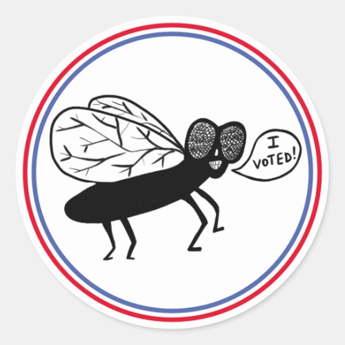 Super Fly says I VOTED Red White Blue Classic Round Sticker