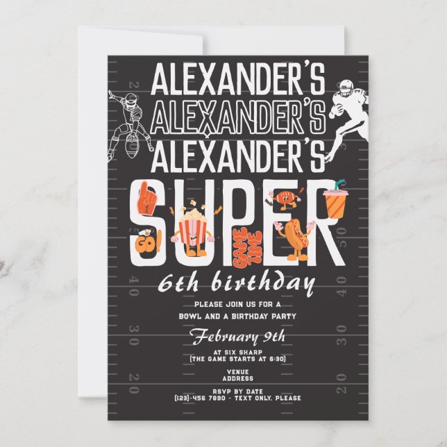 Super Football Game Sports Birthday Party Invitation (Front)