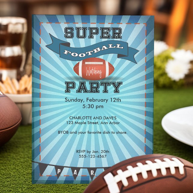 Super Football Game Watching Party Invitation (Custom football party invitations)