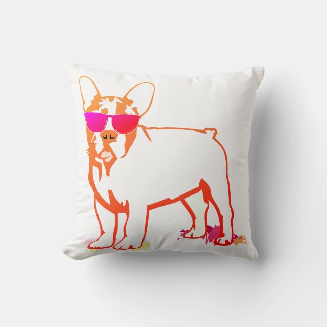 Super Frenchie Bulldog Throw Pillow (Front)