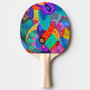Super Fun & Colorful Abstract Design Ping Pong Paddle