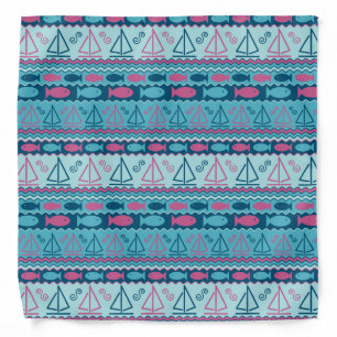 Super Fun Fish And Sailboat Pattern Bandana