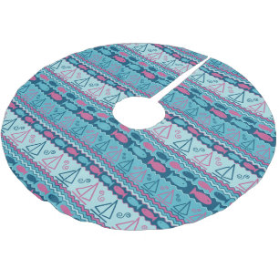 Super Fun Fish And Sailboat Pattern Brushed Polyester Tree Skirt