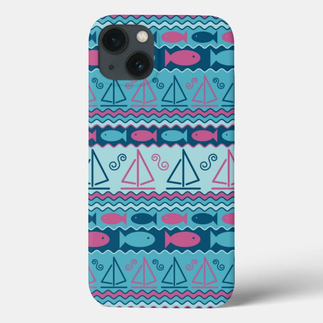 Super Fun Fish And Sailboat Pattern Case-Mate iPhone Case (Back)