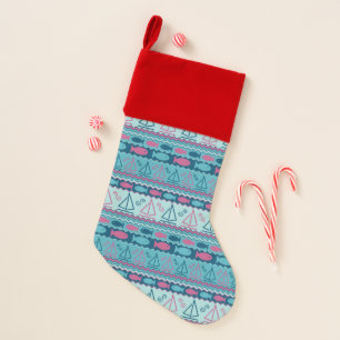 Super Fun Fish And Sailboat Pattern Christmas Stocking