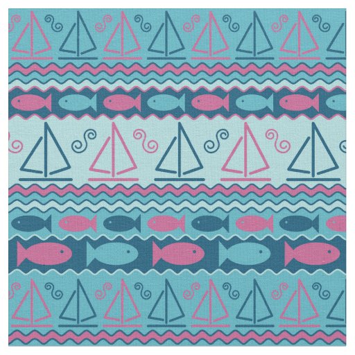 Super Fun Fish And Sailboat Pattern Fabric