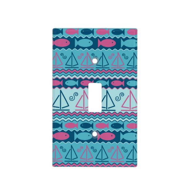 Super Fun Fish And Sailboat Pattern Light Switch Cover (Front)