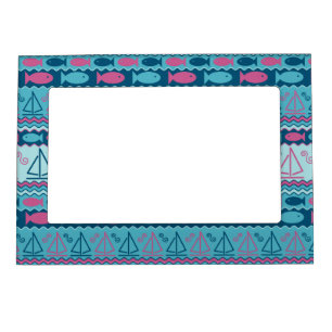 Super Fun Fish And Sailboat Pattern Magnetic Picture Frame