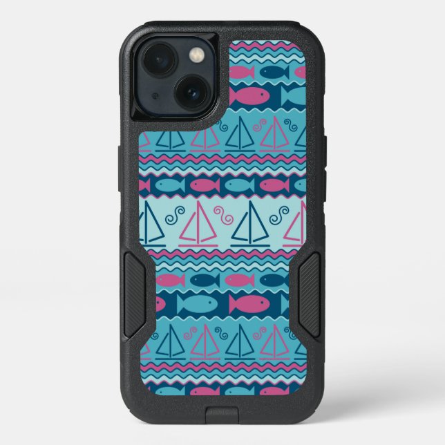 Super Fun Fish And Sailboat Pattern Otterbox iPhone Case (Back)