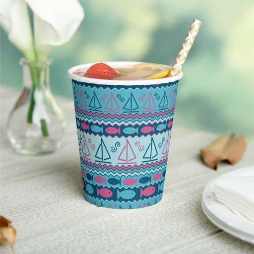 Super Fun Fish And Sailboat Pattern Paper Cups