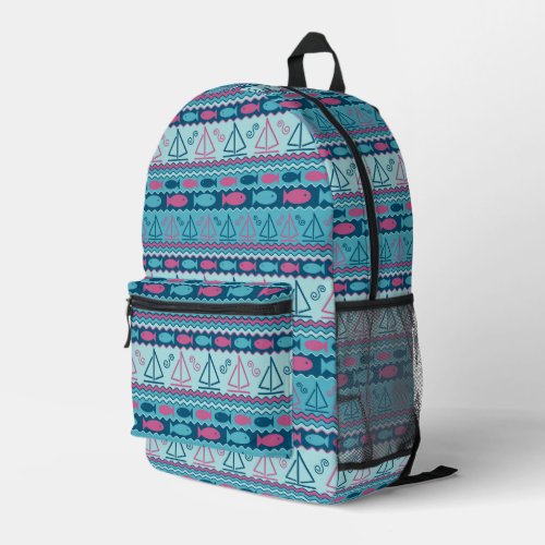 Super Fun Fish And Sailboat Pattern Printed Backpack