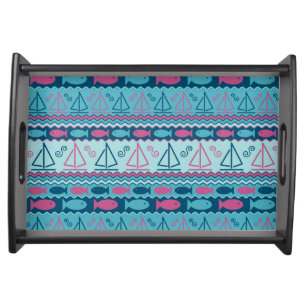 Super Fun Fish And Sailboat Pattern Serving Tray