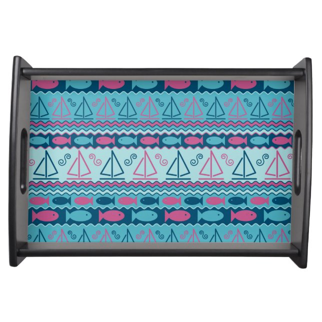 Super Fun Fish And Sailboat Pattern Serving Tray (Front)