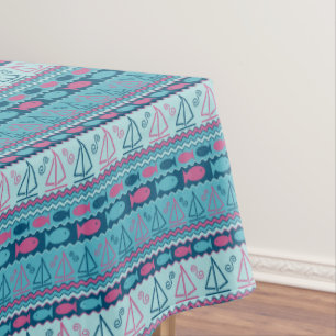 Super Fun Fish And Sailboat Pattern Tablecloth
