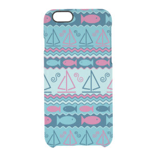 Super Fun Fish And Sailboat Pattern Clear iPhone 6/6S Case