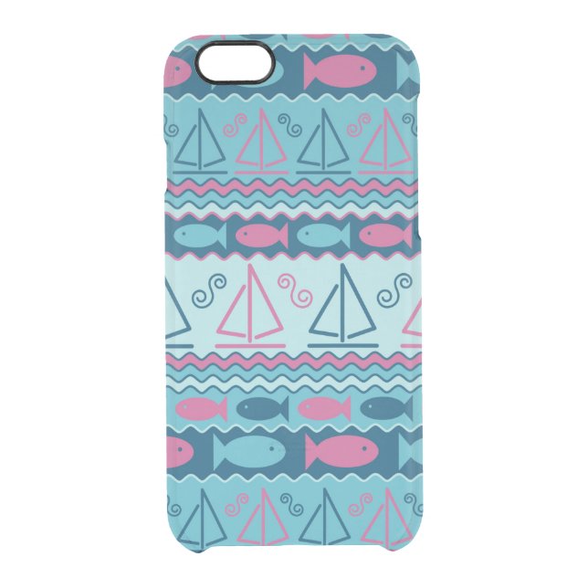 Super Fun Fish And Sailboat Pattern Uncommon iPhone Case (Back)