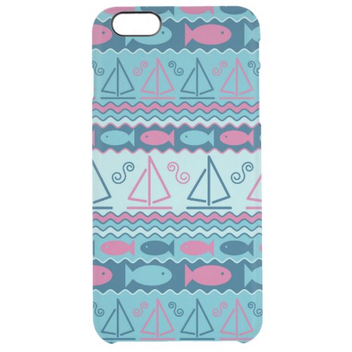 Super Fun Fish And Sailboat Pattern Clear iPhone 6 Plus Case