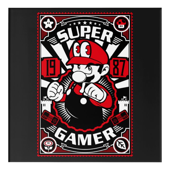 Super Gamer Retro Gaming Acrylic Print (Front)