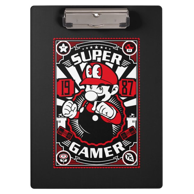 Super Gamer Retro Gaming Clipboard (Front)