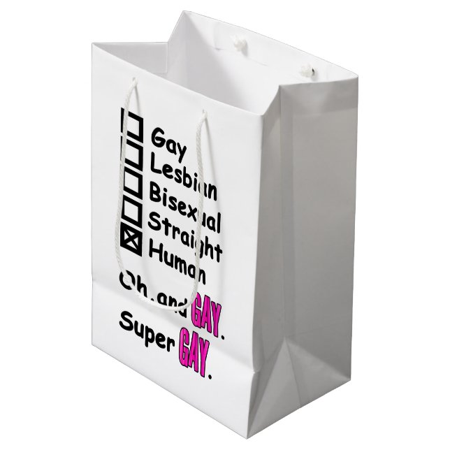 Super Gay Medium Gift Bag (Front Angled)
