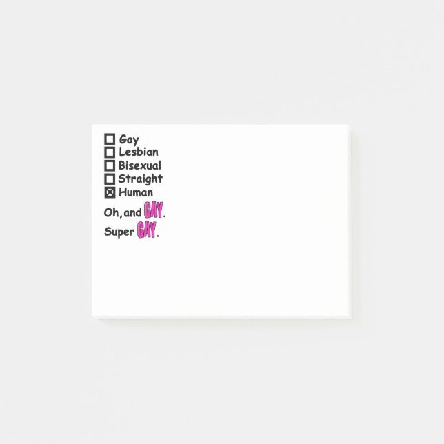 Super Gay Post-it Notes (Front)