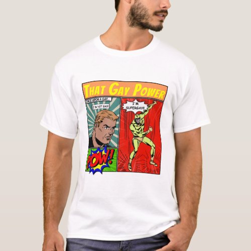 Super Gay Vintage  Retro Gay Men Comics Meme T_Shirt