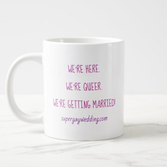 Super Gay Wedding Podcast Mug (Right-Handed) (Left)